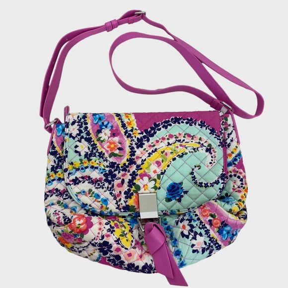 Vera Bradley Handbags - Vera Bradley Colorful Wildflower Paisley Carson Fold-Over Crossbody Bag